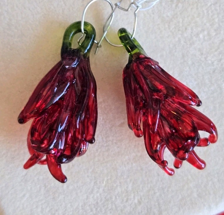 Hand Blown Glass Chili Pepper Ristra Earrings