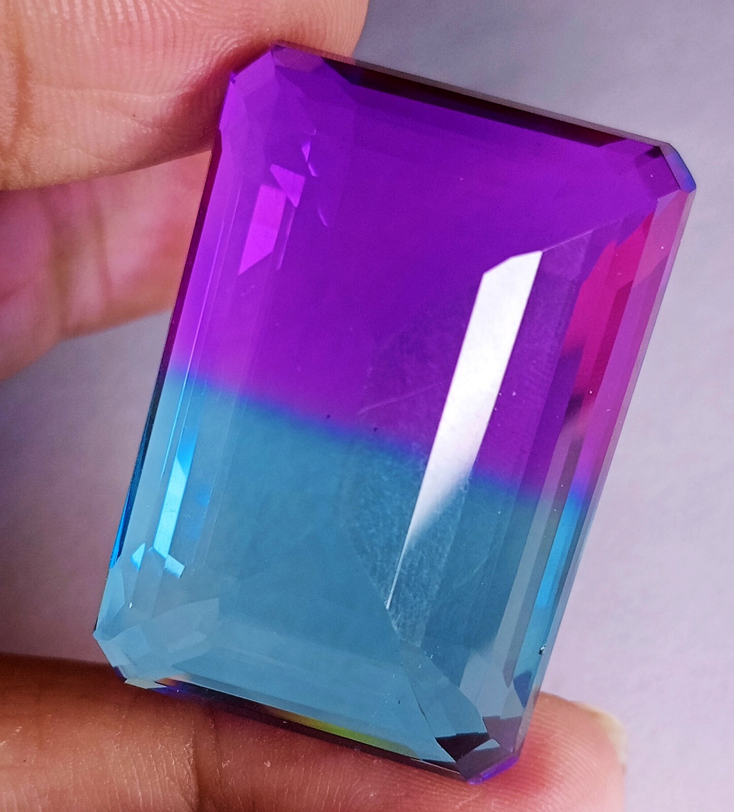 Flawless EGL Certified 111.90Ct Tourmaline Bi-Color Emerald Shape Loose Gemstone