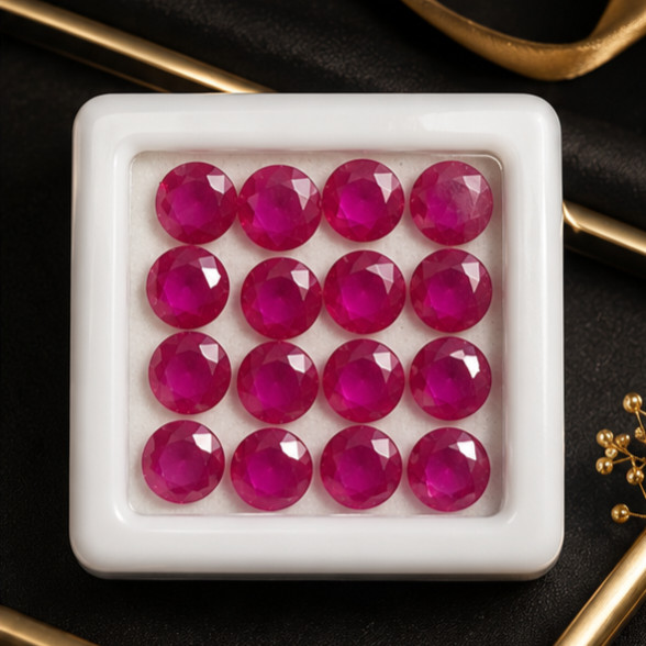 Natural Red Ruby 16 Pcs Round Shape 5×5 MM Certified Loose Gemstone Lots