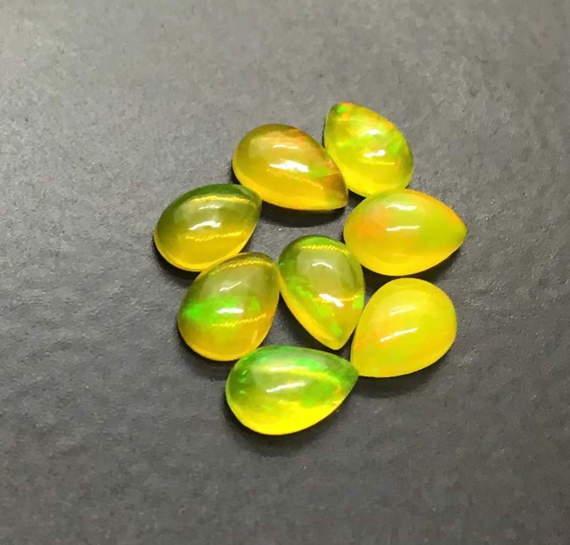 Ethiopian Yellow Opal AAA Natural Pear Flat Back Loose Gemstone For All Jewelry