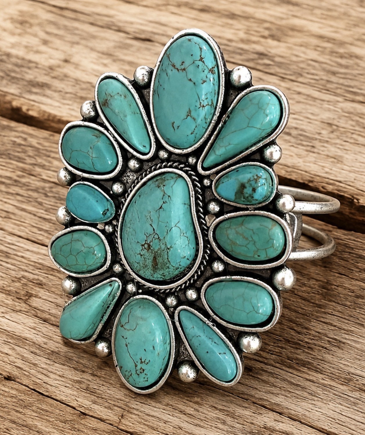 Western Turquoise Cuff Bracelet | Large Statement Cuff