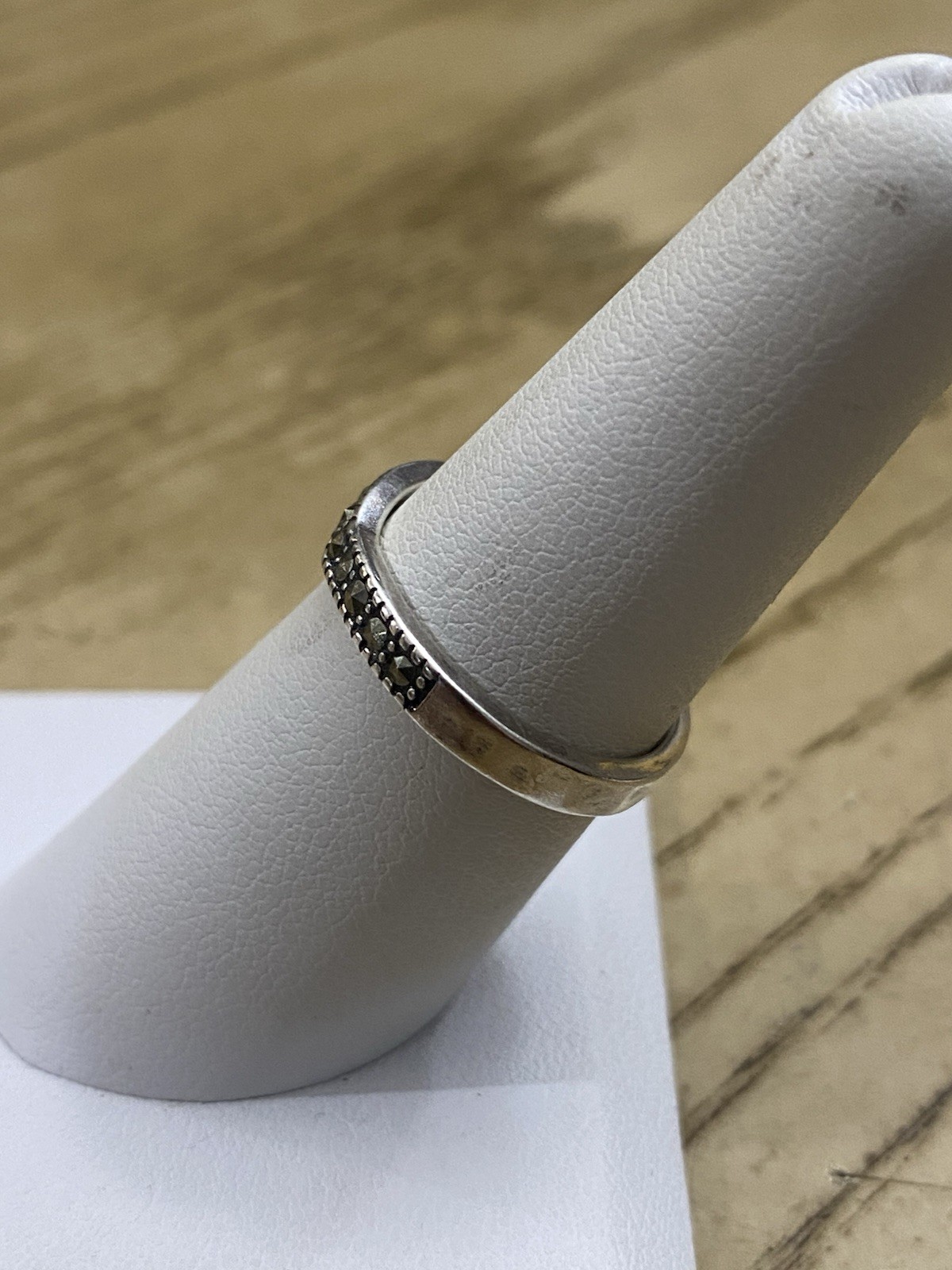 925 Sterling Silver Designer Signed C&A Marcasite Stone Band Ring Size 7
