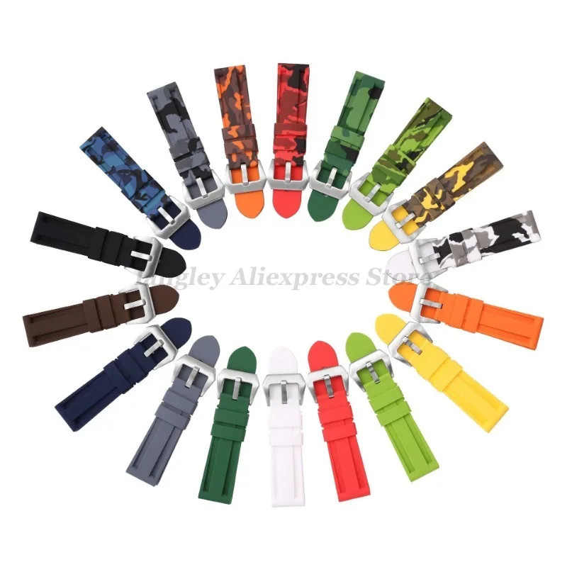 Camouflage Silicone Strap 20-26mm for Panerai Omega Seiko Rubber Wristband