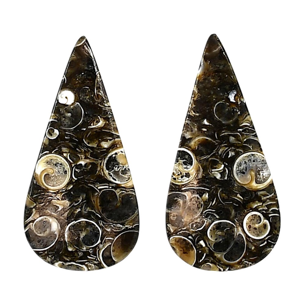 Natural Turtella Jasper Pair 15×30.3×4.3 mm Pear Polished Gemstone LS70-04188