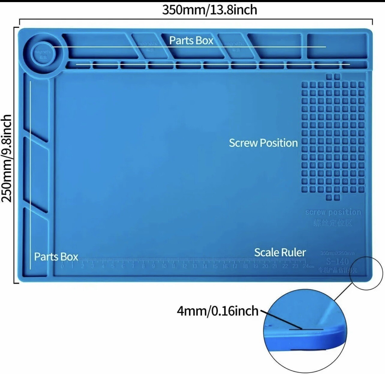 Watchmaker’s Silicone Rubber Bench Mat Pad Anti-Slip Jewelry Watch Repair ToolsA