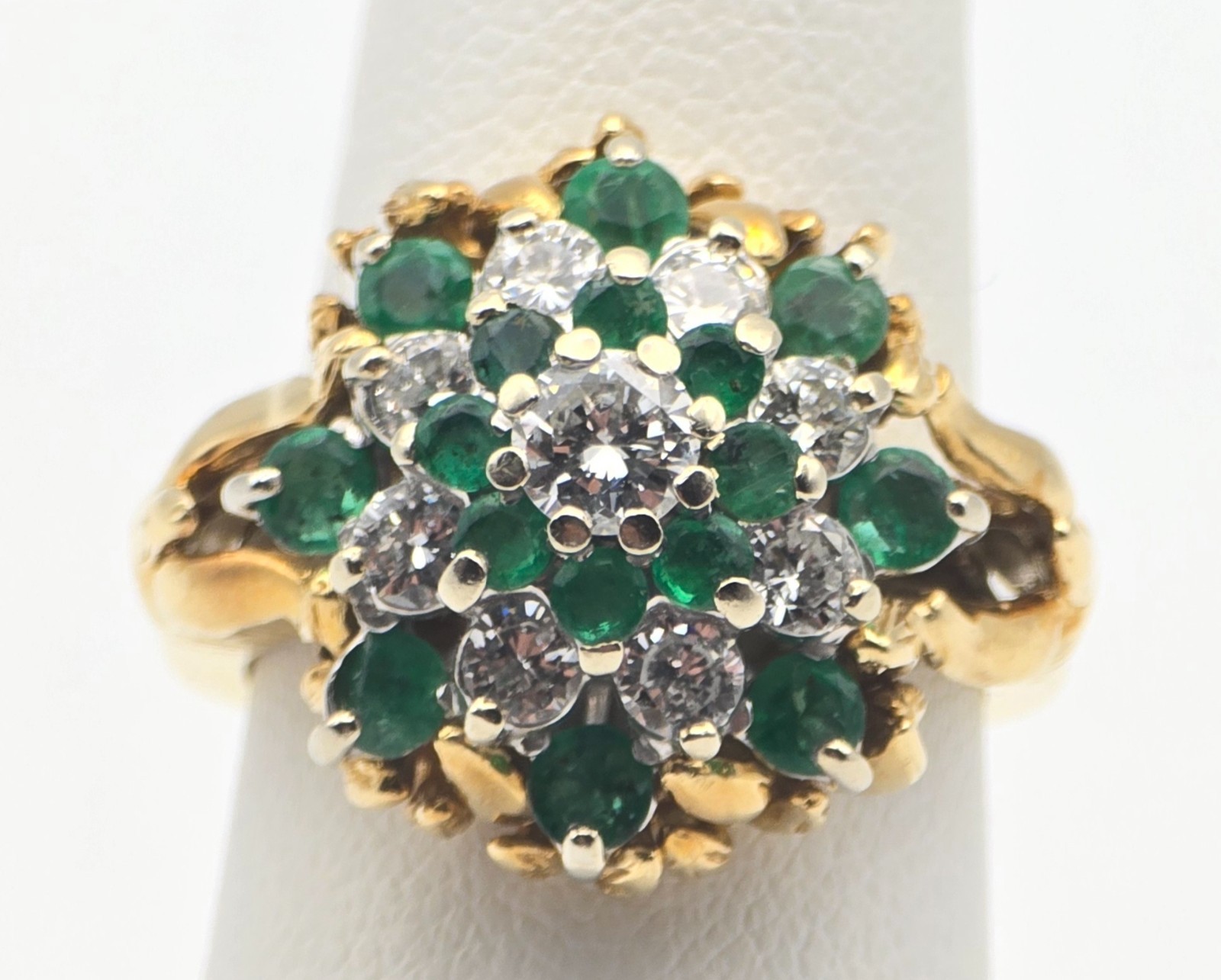 LADIES 2 PIECE 18KYW RING W DIAMONDS AND EMERALDS SIZE 7 3/4 – 316953