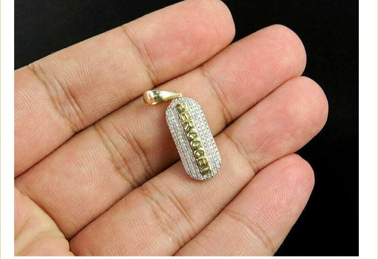 1 CT 925 Silver VS Unisex Custom Medicine Pill Tablet Natural Moissanit Pendant