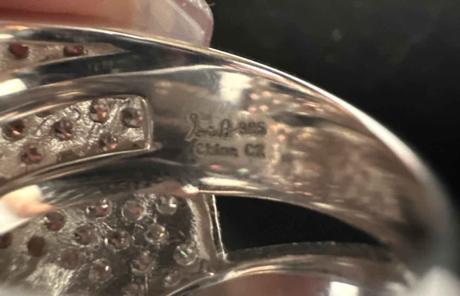 SONIA BITTON SIMULATED DIAMOND FACE RING ~ STERLING SILVER RING