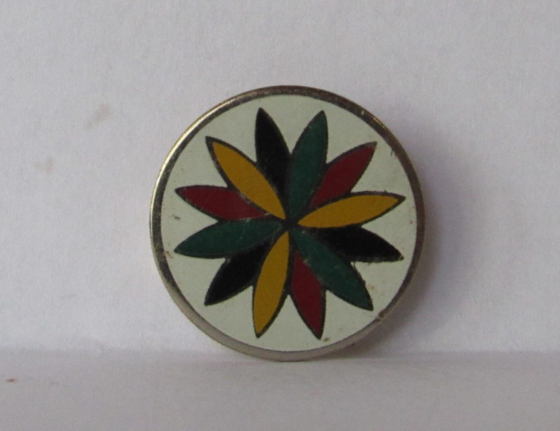 Vintage Enamel Brooch Pin green red black yellow