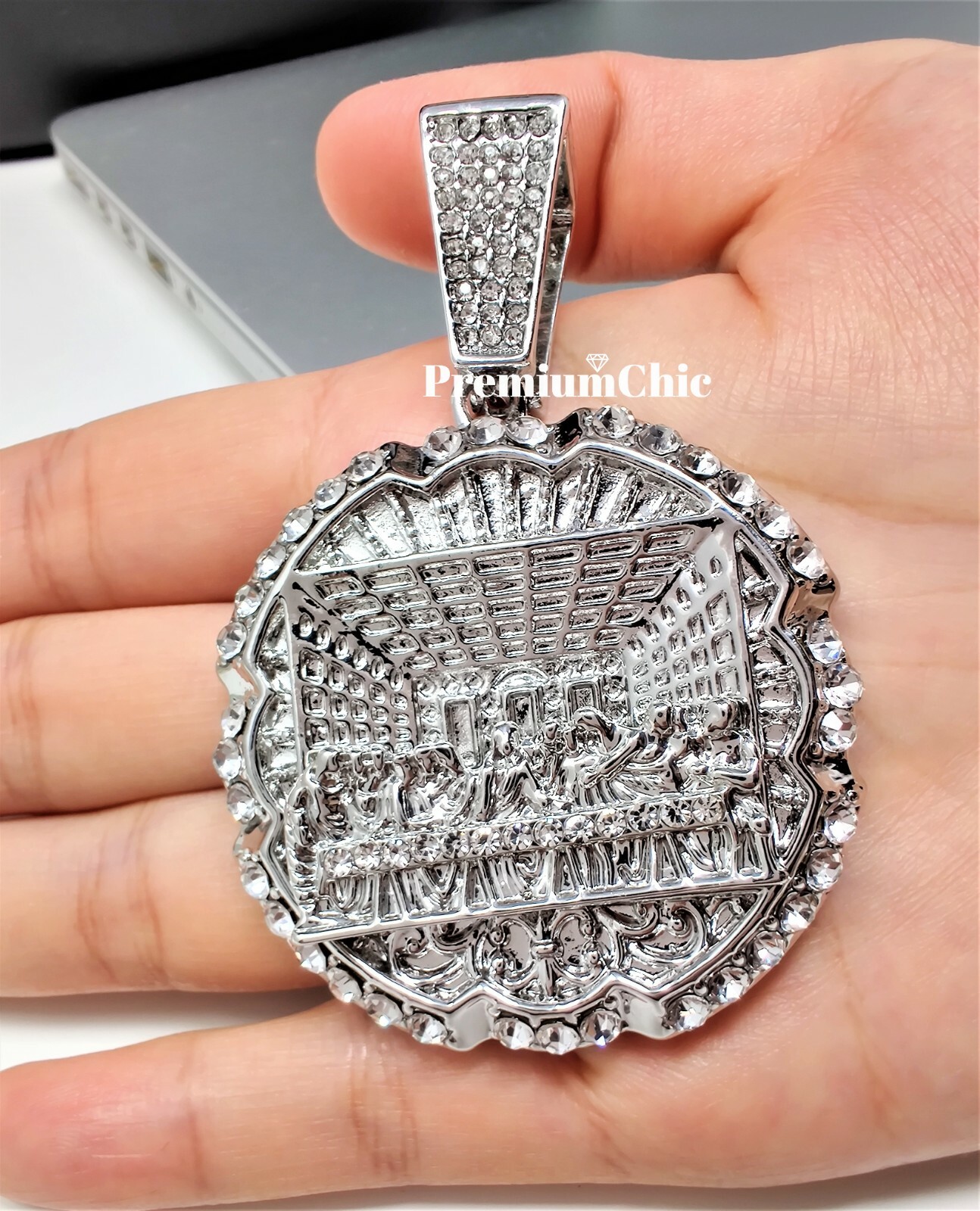 XL Last Supper Pendant w Cuban or Rope Chain Necklace Plated Hip Hop CZ Jewelry