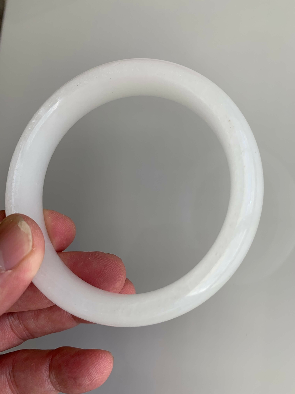 Gorgeous Natural Authentic Chinese White Jade Bangle Bracelet Joy Grade A 62 mm