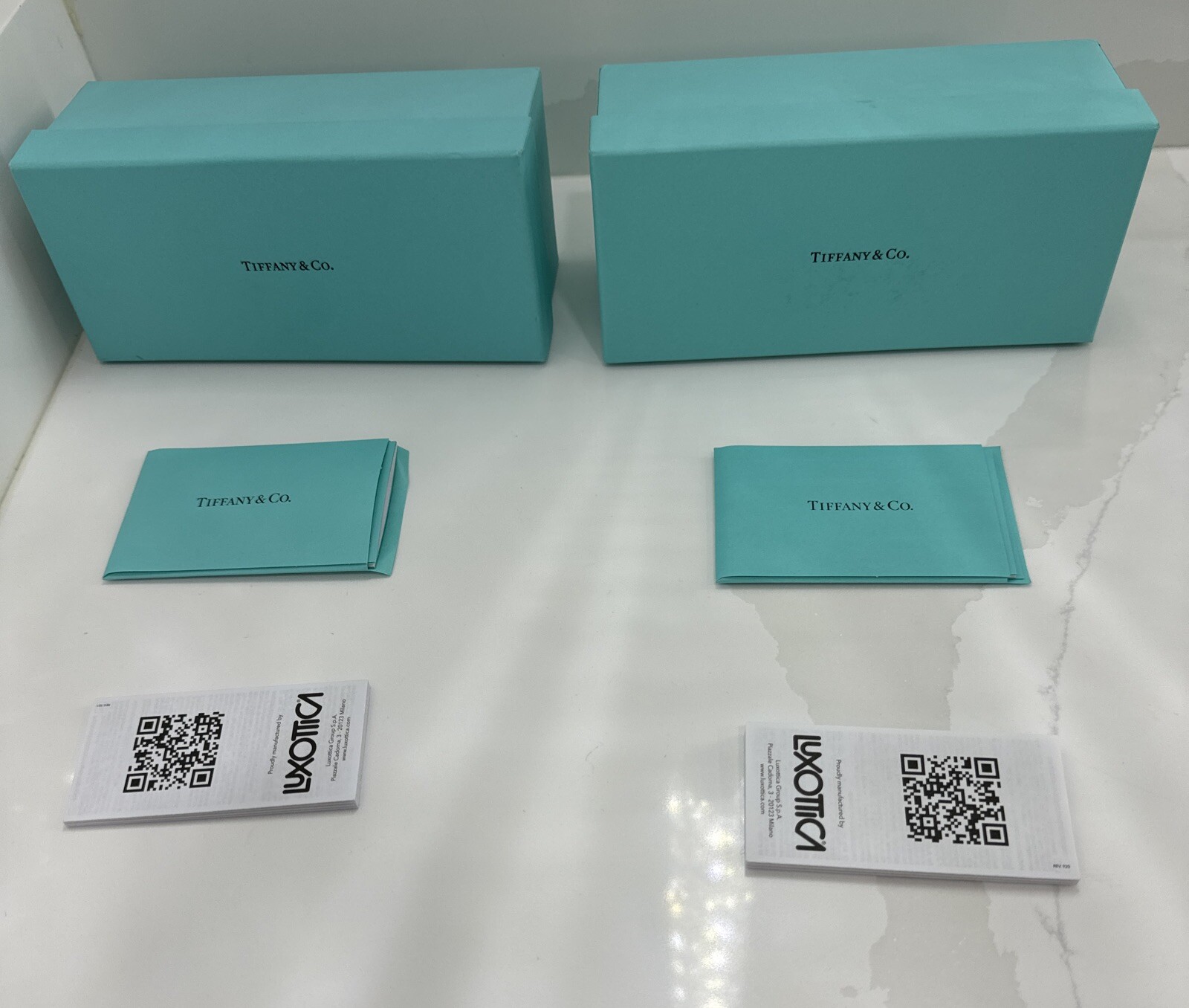 2 Tiffany & Co. Blue Cardboard Eyeglasses Boxes 7x 3 x 2.5 inches With Paperwork