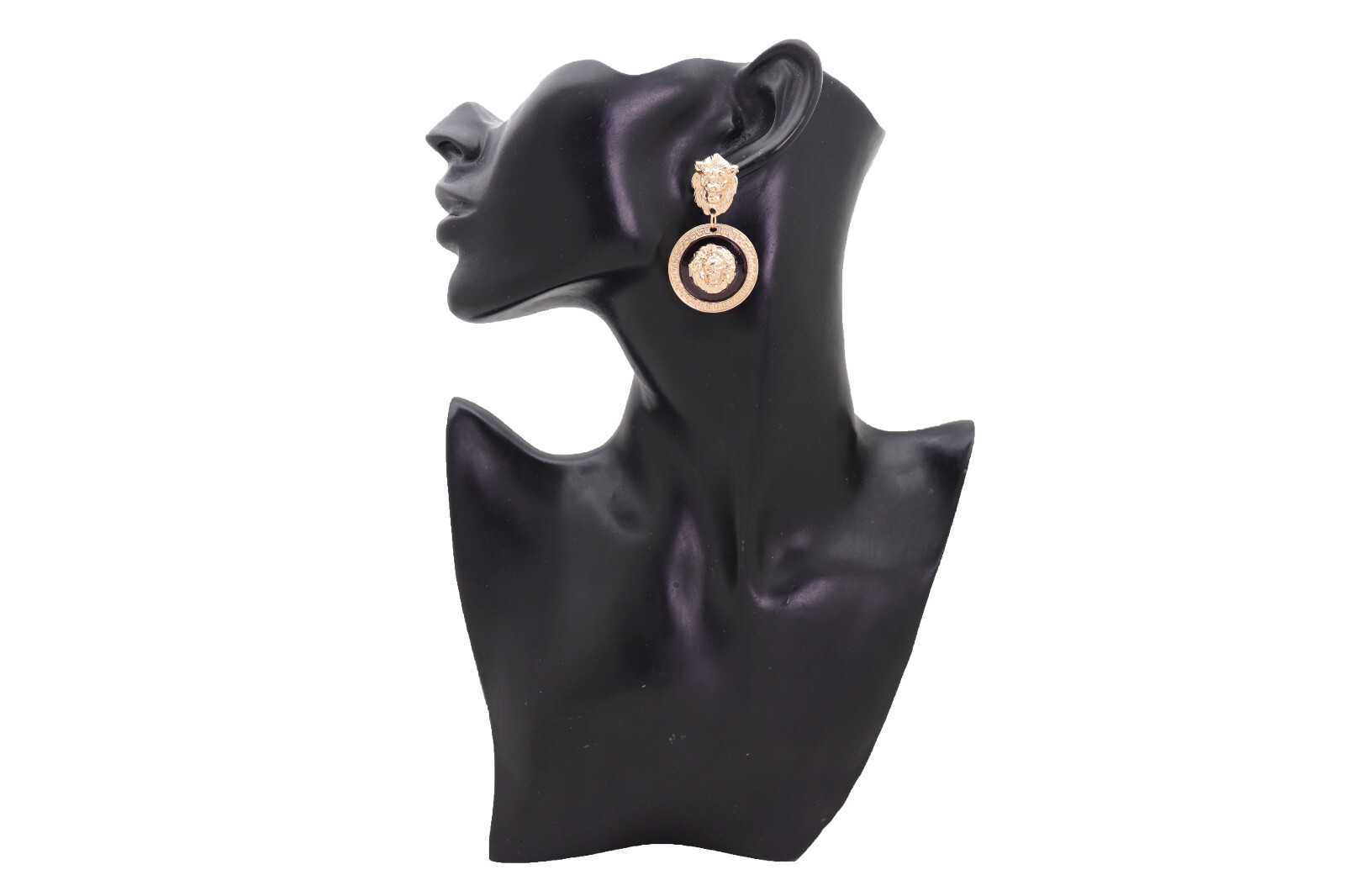 Women Special Style Earrings Set Fashion Jewelry Gold Lion Round Bling Bold Look