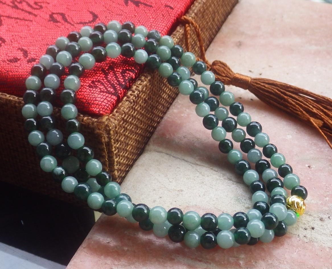 1pcs Green Burma 100% A JADE Jadeite beads bead Necklace 5mm 22 inches 711373