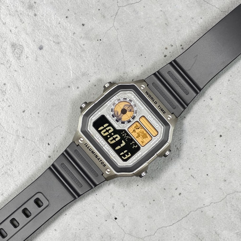 CASIO AE-1200WHD. Royale Watch Mod. Negative Display. Shelby Cobra Gold