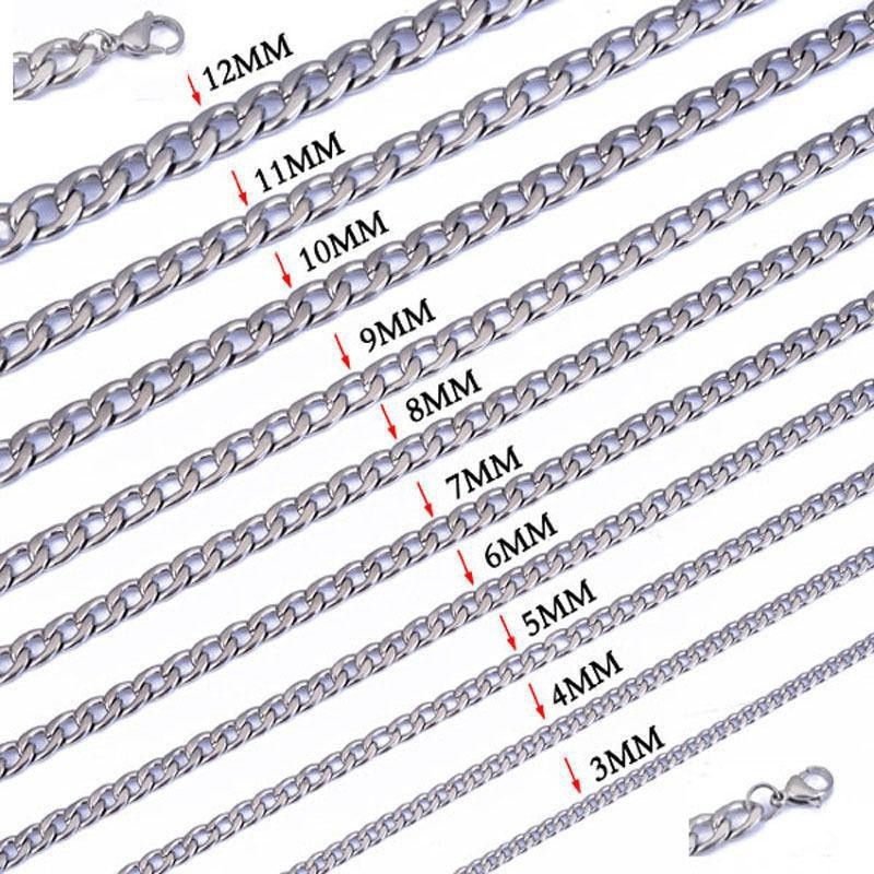 60 Cm Titanium Steel Cuban Chain Necklace, 3/5/7 Mm Thickness Optional, Unisex