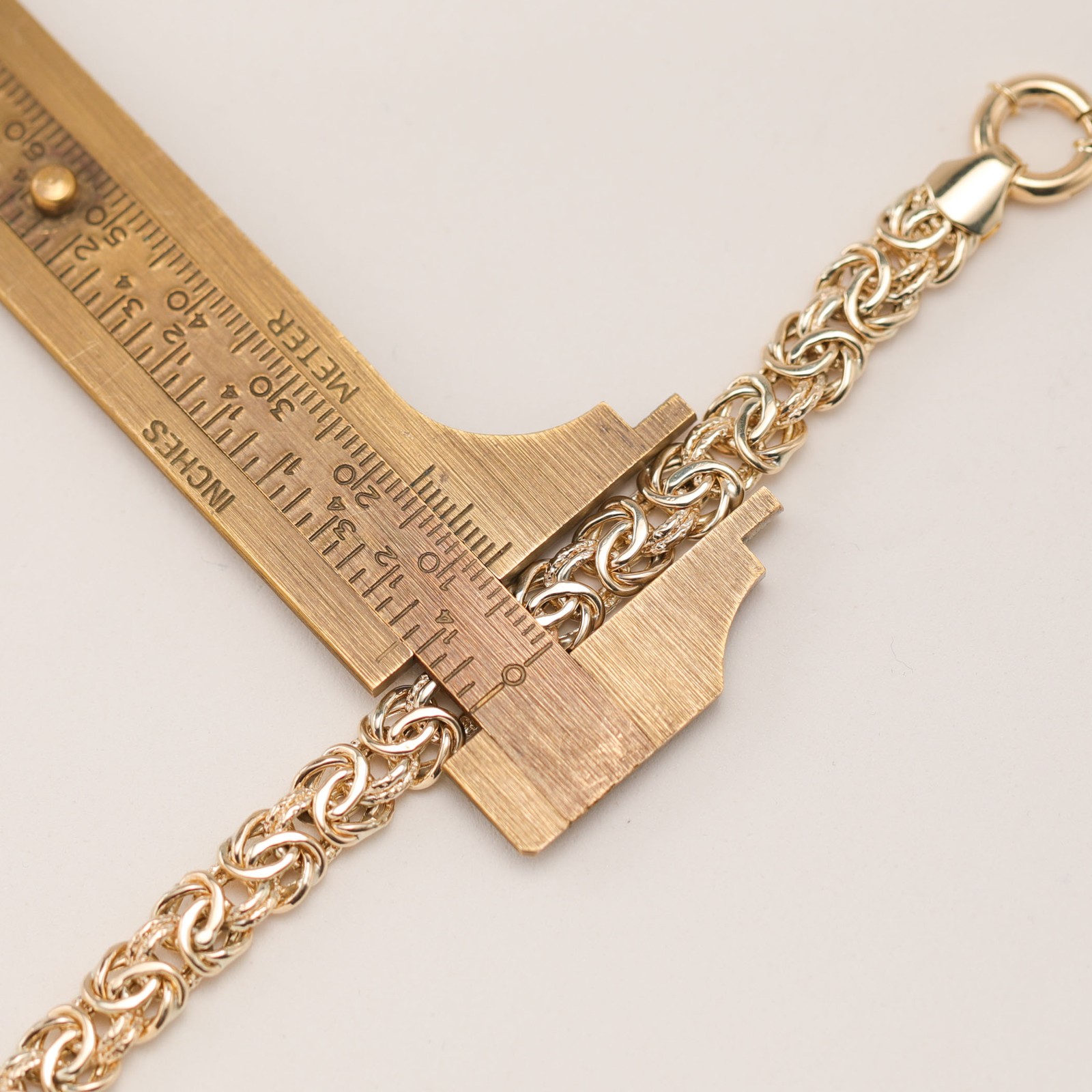 10K GOLD 7mm Textured Byzantine Chain Bracelet Fancy Lock Yellow Gold