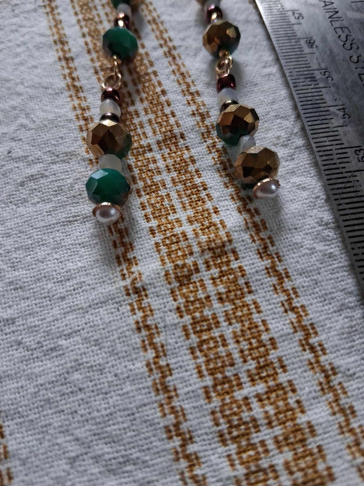 Czech glass 24kt Gf Beads Dangle Artisan Earrings 31/2″ Long Earrings