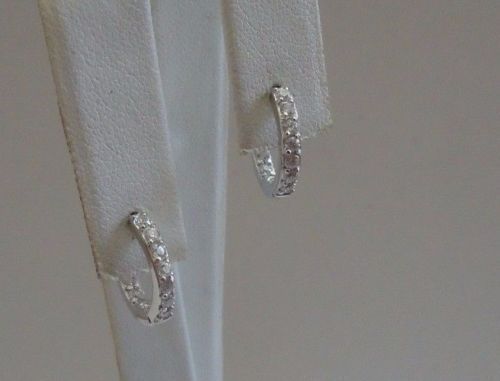 925 STERLING SILVER HUGGIE/ HOOP EARRINGS W/ .75 CT LAB DIAMONDS/ 14MM DIAMETER