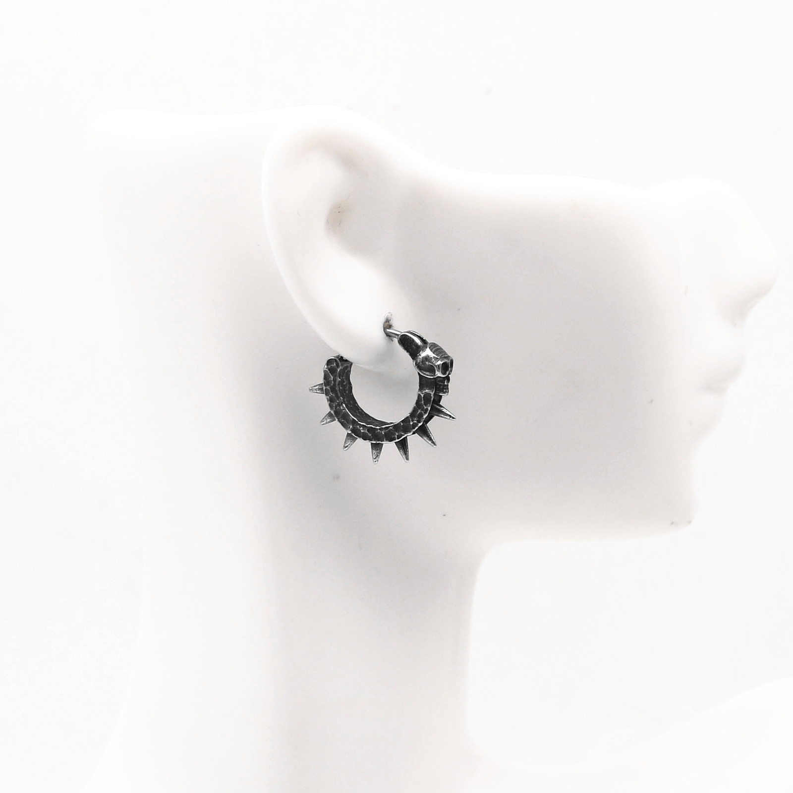 Punk Skull Long Tassel 316L Stainless Steel Earrings-Vintage Gothic Easy-Clasp