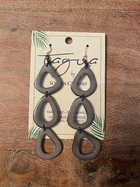 Organic Gray Tagua Earrings by Soraya Cedeno