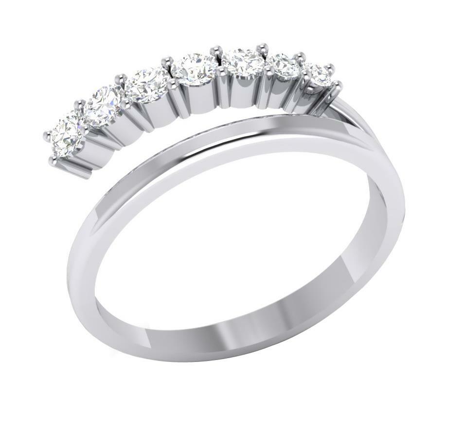 VVS1 F 0.35 Ct Natural Diamond 14K White Gold Anniversary Ring Prong Set 6.40mm