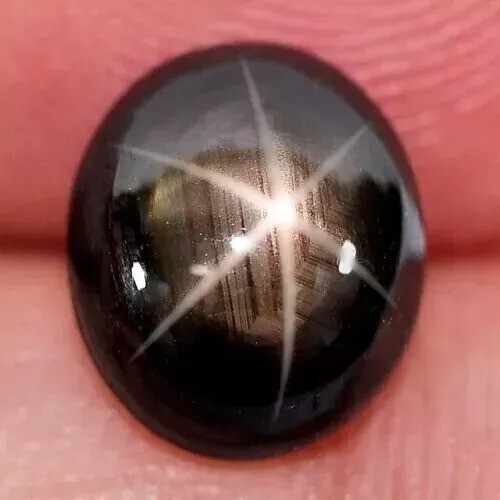 Black Star Sapphire 6 Rays 9.55 Ct Oval Cabochon Natural Loose Gemstone