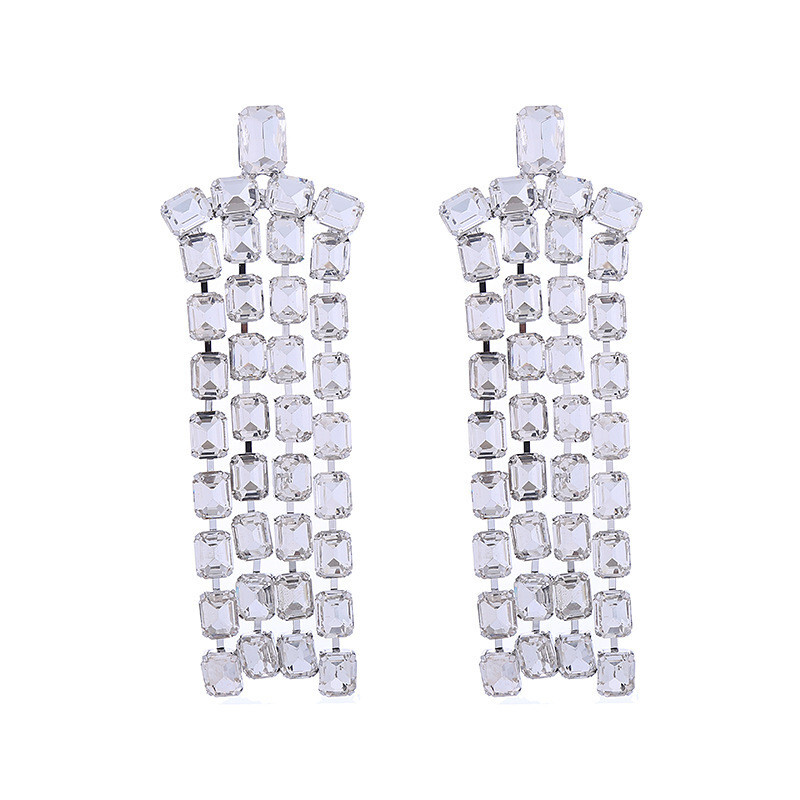 Earrings High-Grade Personality Exaggerated Trend Diamond Women Long Fringe