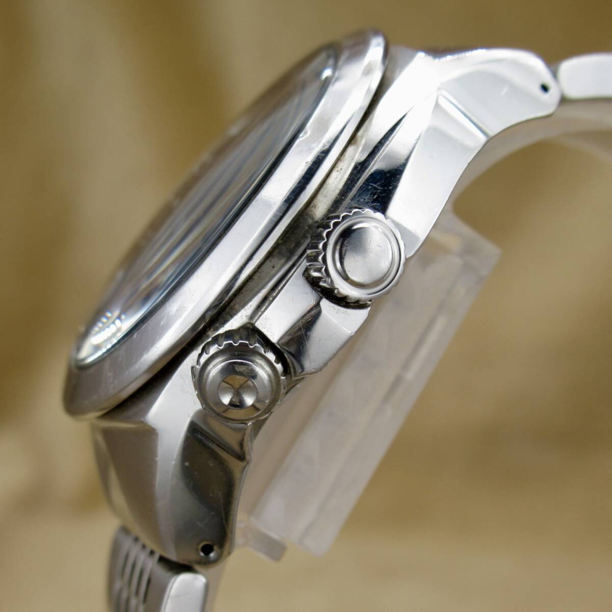 Seiko Sus SUS Mechanical Sus 4S12-0010 GMT Red S Logo Black Dial Silver Metal