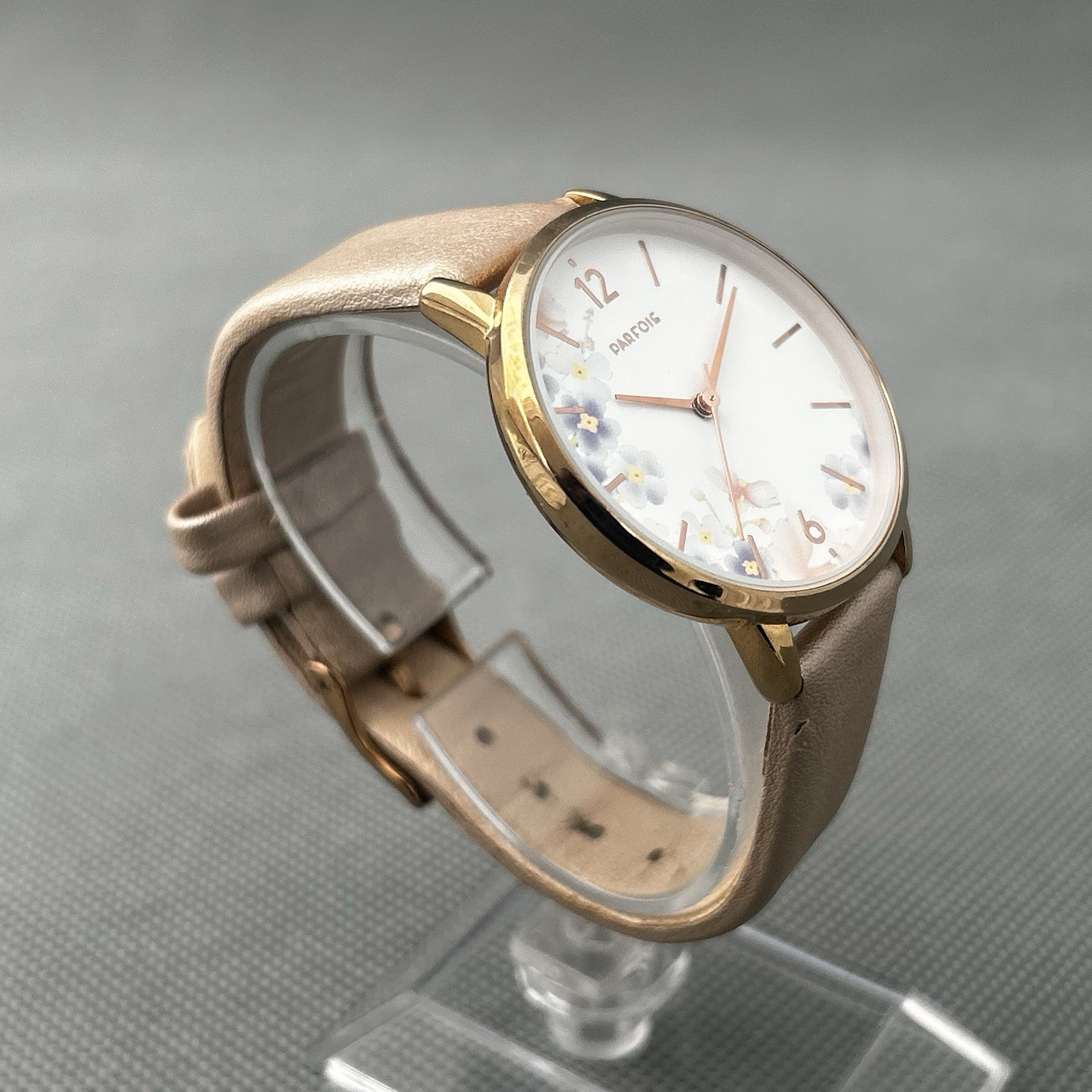 Parfois Womens Watch Rose Gold Leather Floral Dial Round Ladies New Battery