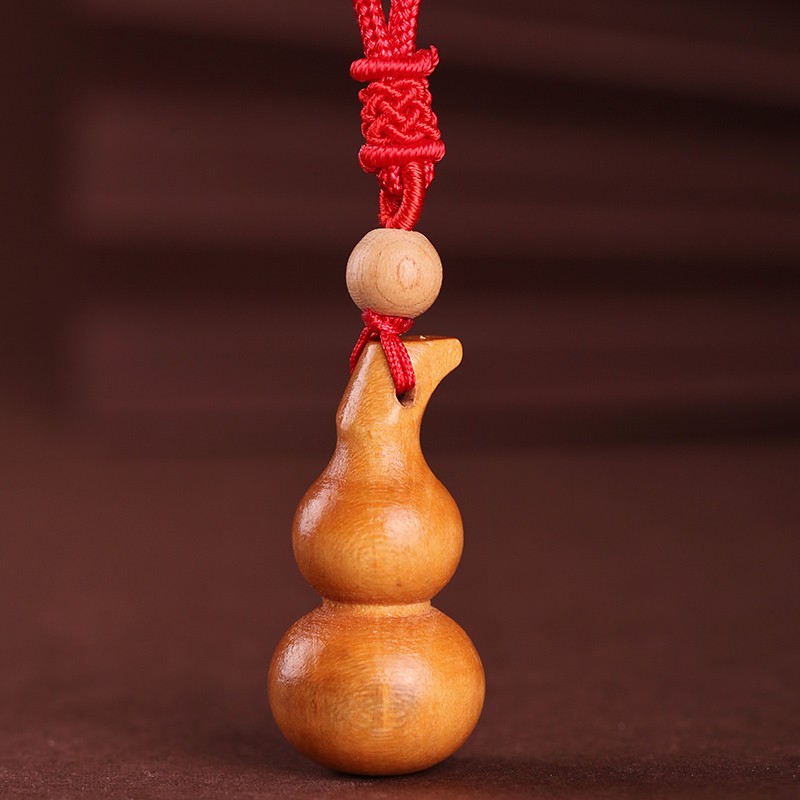 1pc 1.02in Natural Peach Wood Gourd Pendant Small Gourd Ornament