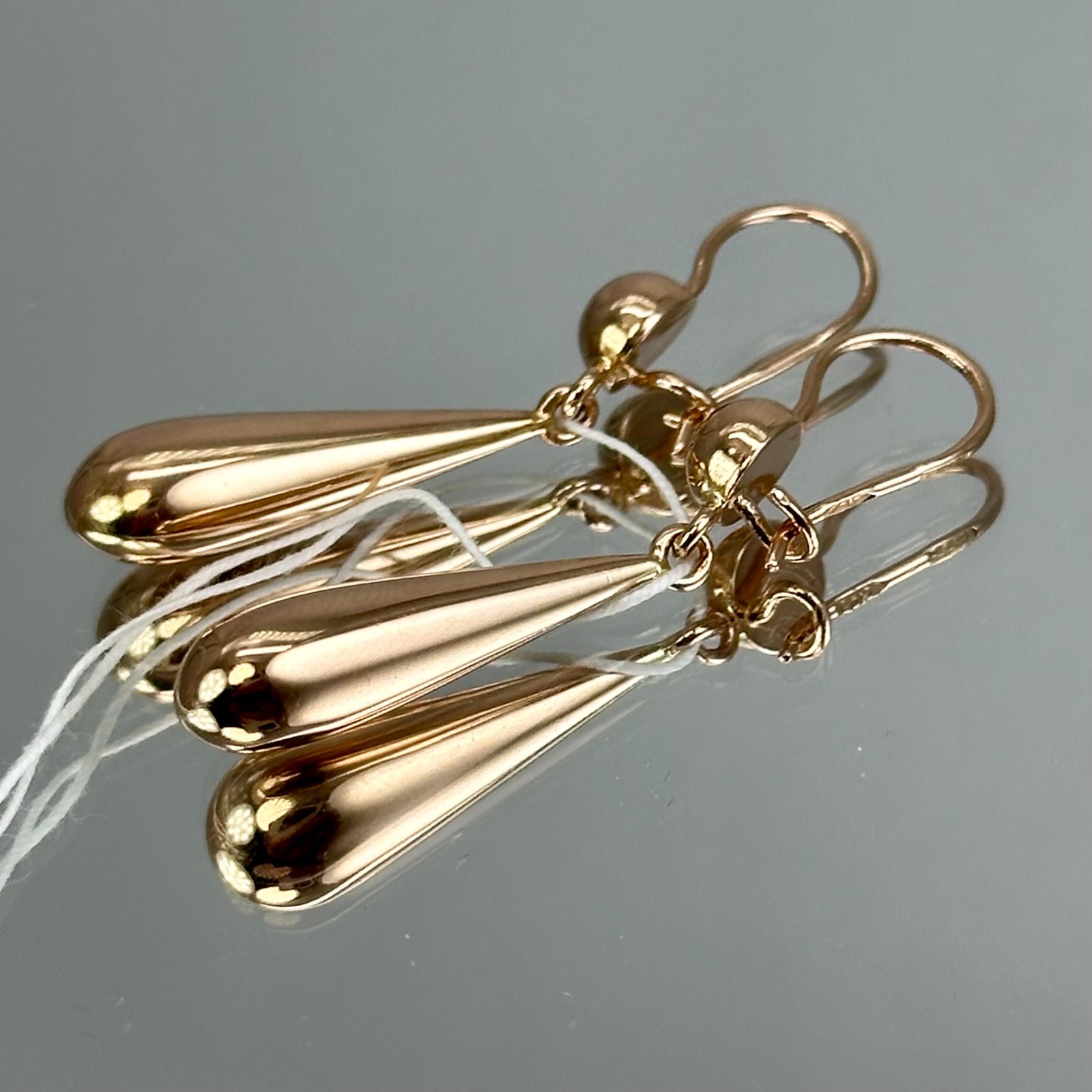 USSR Vintage Original 14K 583 Rose Gold Drop Dangle Earrings 1976 Odessa 3,93 g.