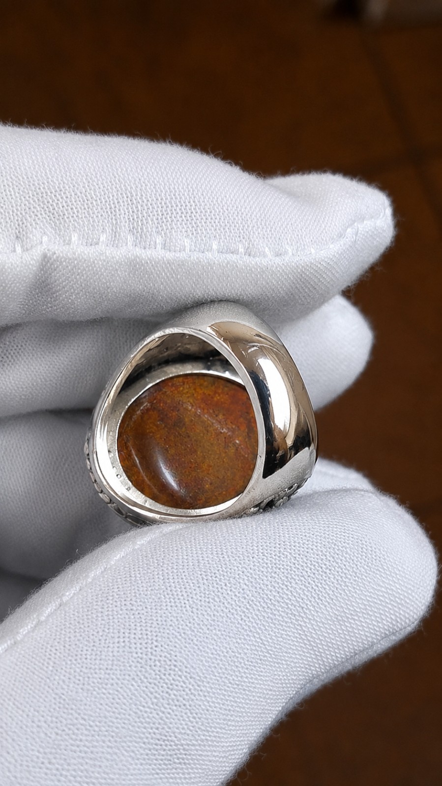 Natural Multicolor Pancawarna Agate With Alpaka Chrome Ring