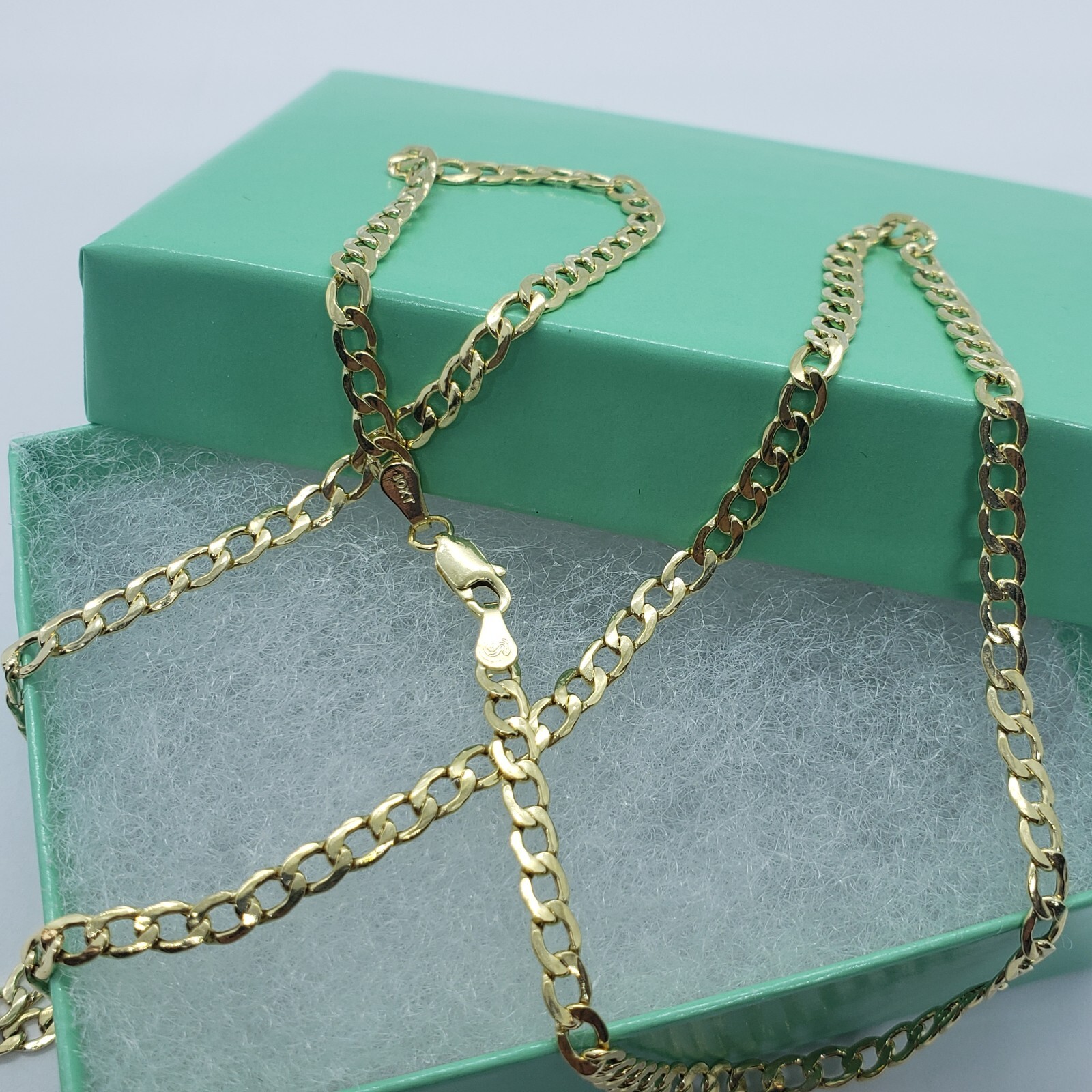 10K Yellow Gold Hollow Cuban Curb Chain Link Necklace Bracelet 2~7mm All Sizes