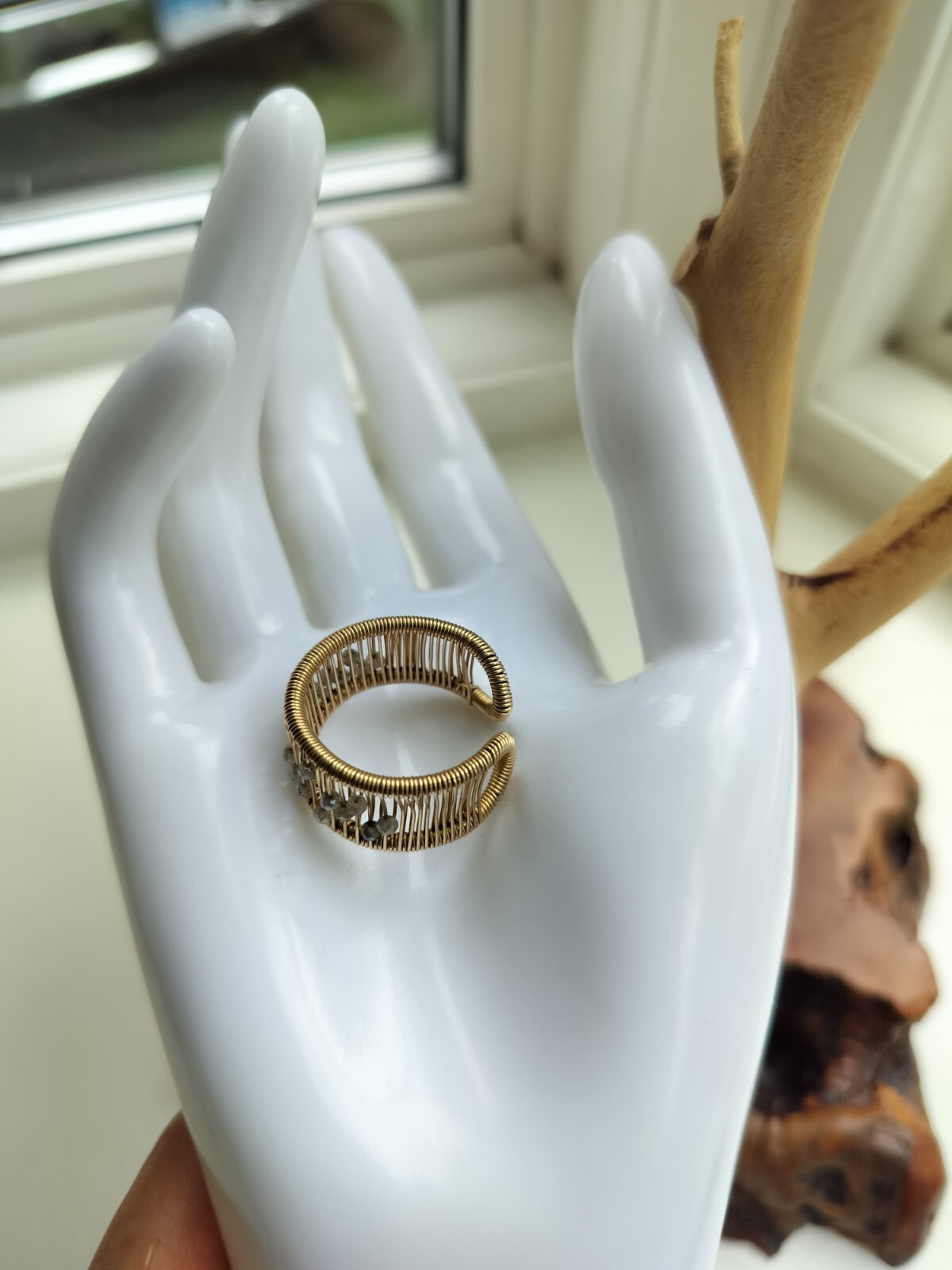 Artisan Tana Acton Designs Tone Gold Filled Wire Amethyst Beads Kinetics Ring