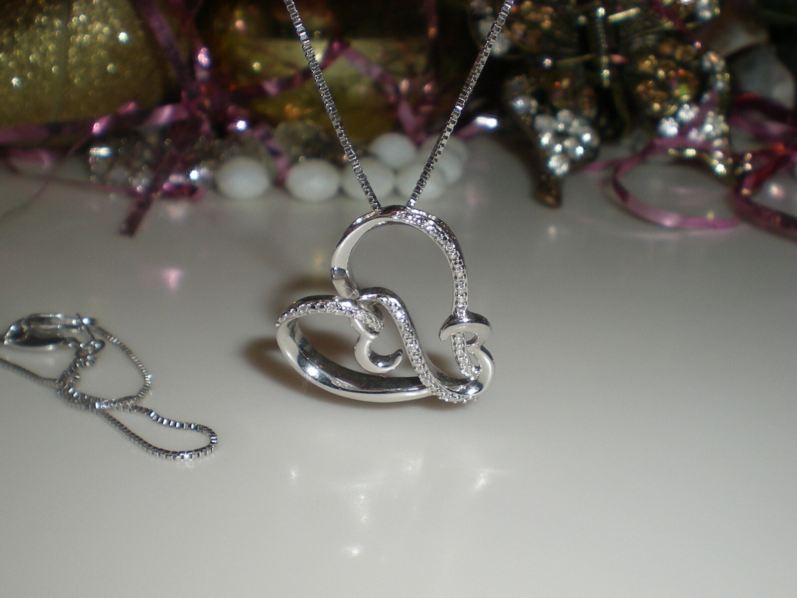 Jane Seymour Open Hearts SS Heart-Shape Diamond Accent Necklace 💎 KAY Jewelers