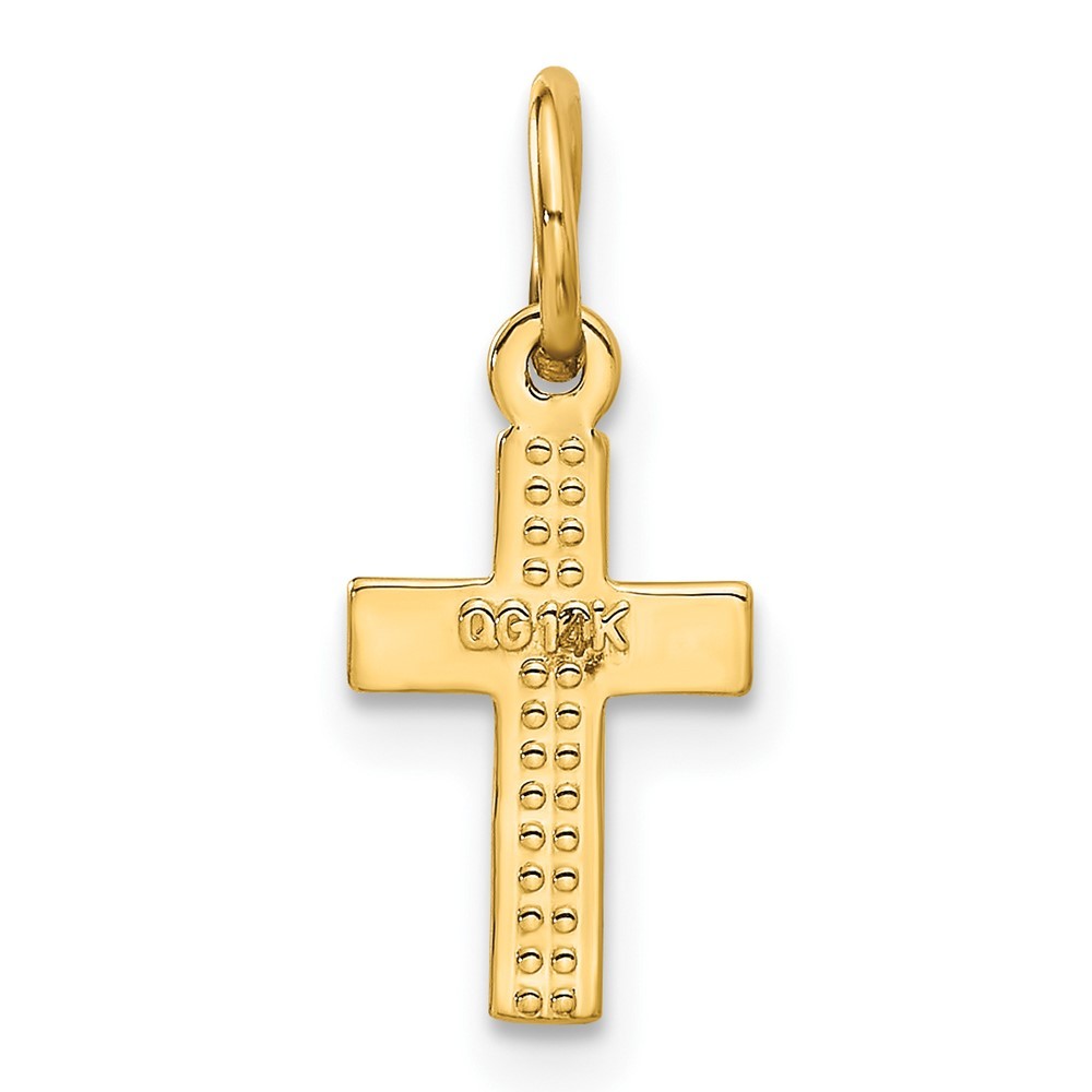 14k Yellow Gold Tiny Cross Charm Pendant for Women 0.52gm L-0.75 in,W-0.32 in