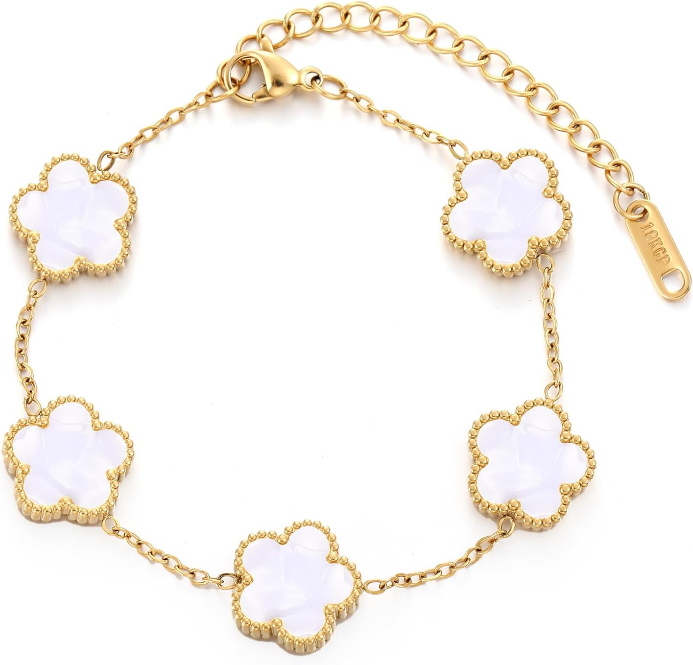 Pulsera trebol 4 hojas TICVSS mujer acero inoxidable chapado en oro 18K regalo