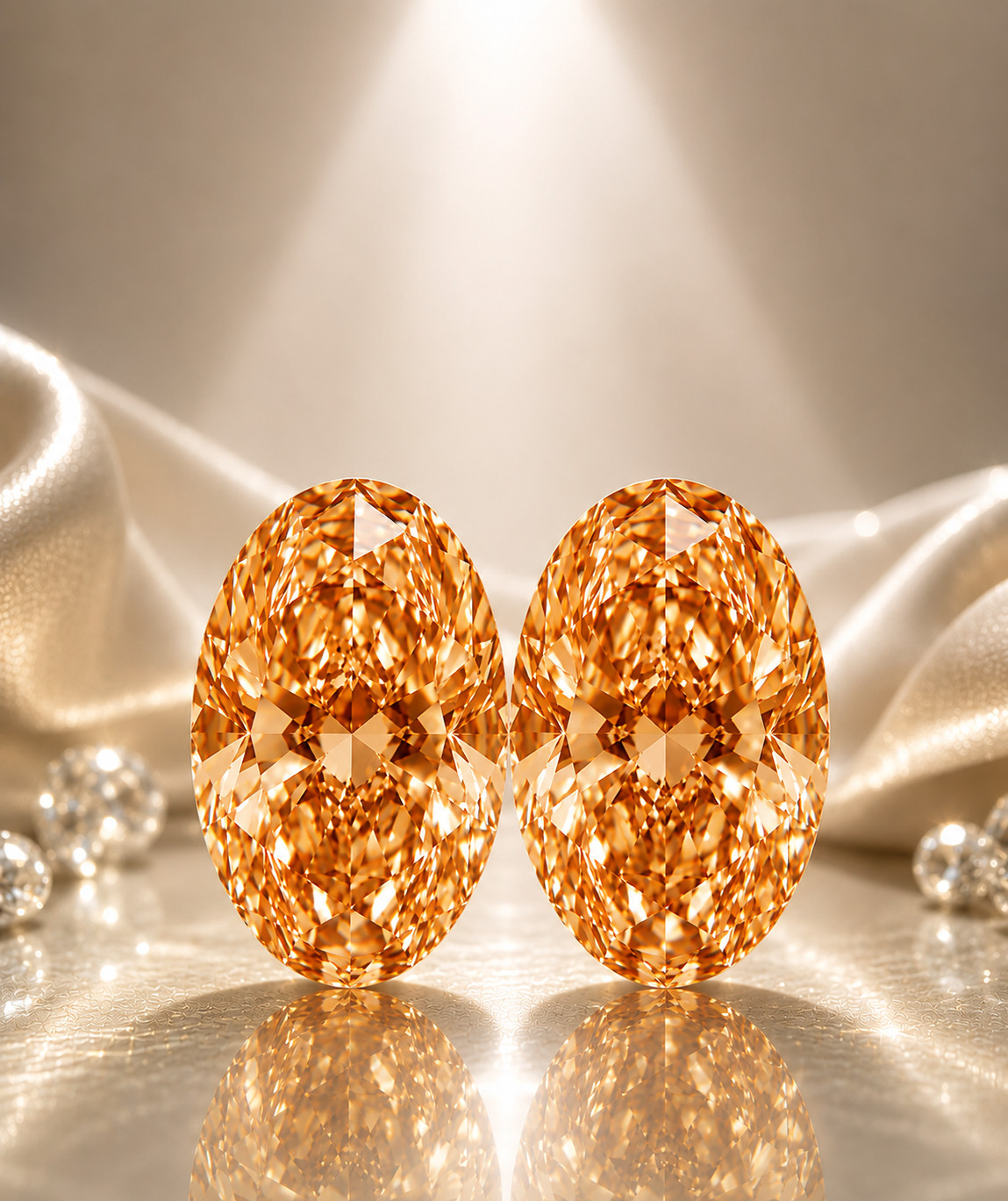 2 Pcs Orange Diamond 9x11mm 7.50Ct Oval Cut VVS1 Precious Loose Diamond Gemstone