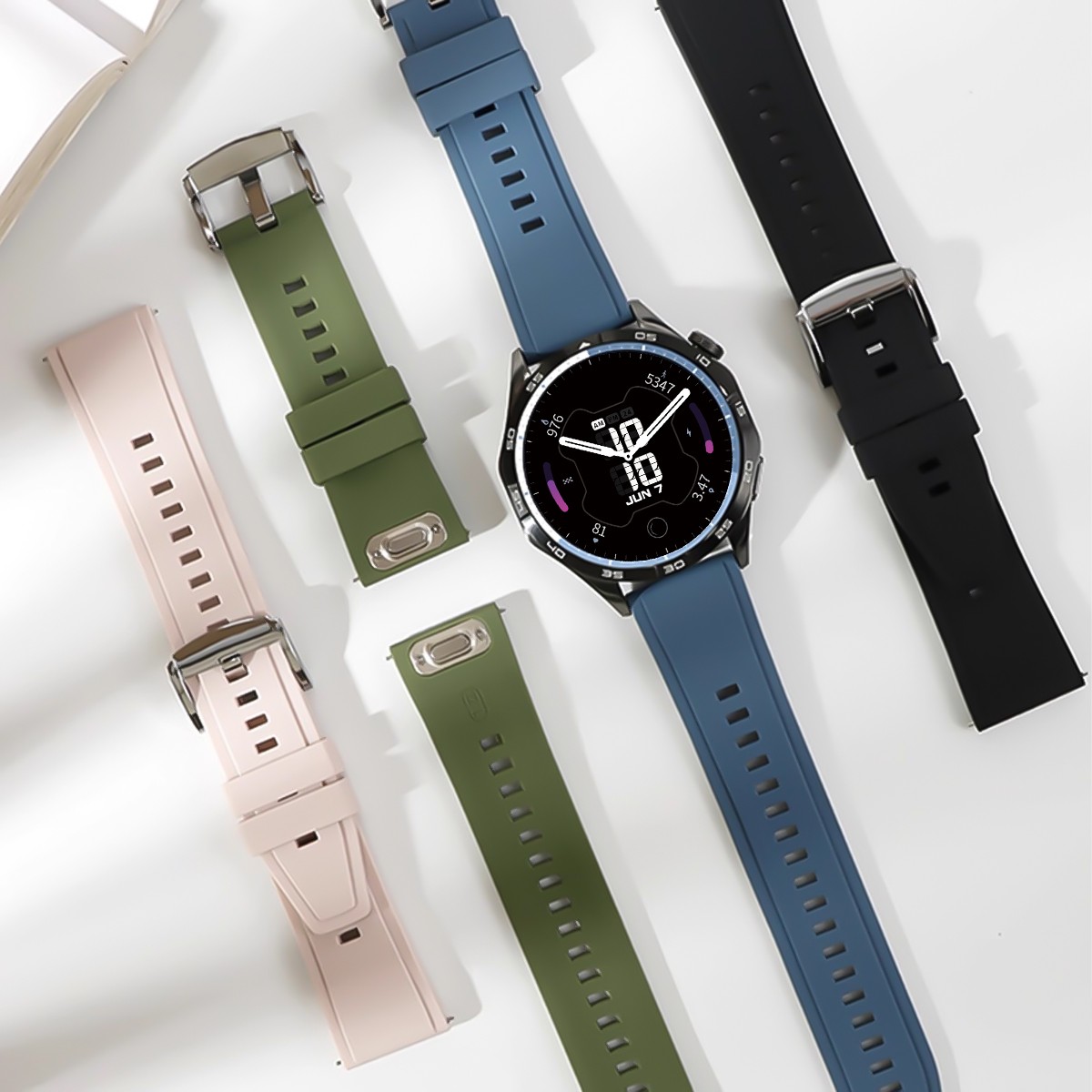 22mm Soft Breathable Sporty Silicone Watch Band Quick Release Replacement Strap
