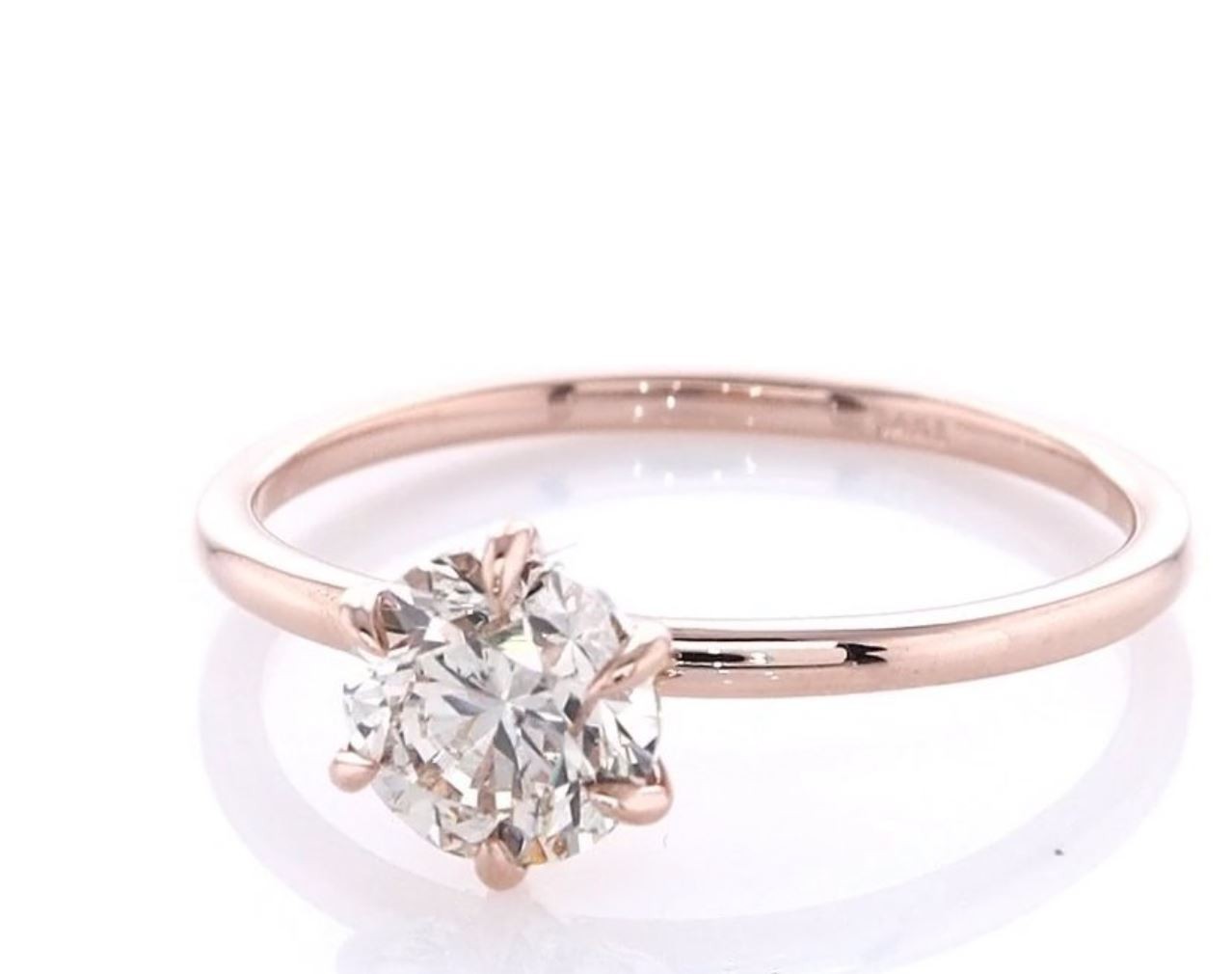 IGI Certified 1.02 Ct Natural Diamond Solitaire Ring – 14K Rose Gold SI1 Clarity