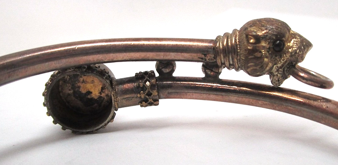 Victorian Etruscan Gold Filled Lion Head Bangle Near MINT