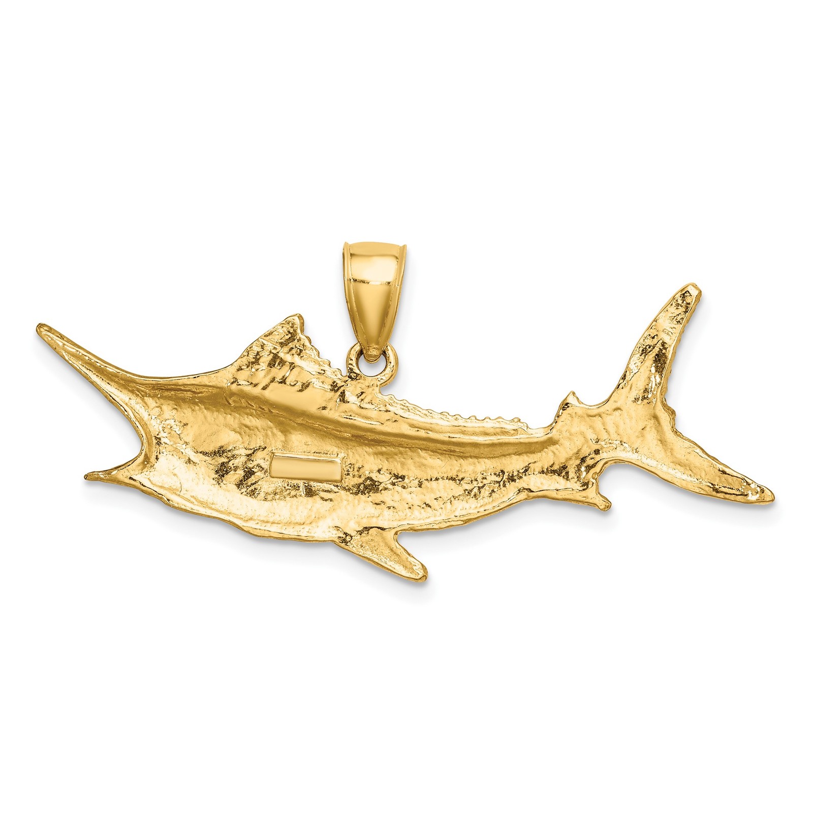 10k Yellow Gold Marlin Fish Pendant Nautical Textured Ocean Sport Fishing Jewelr