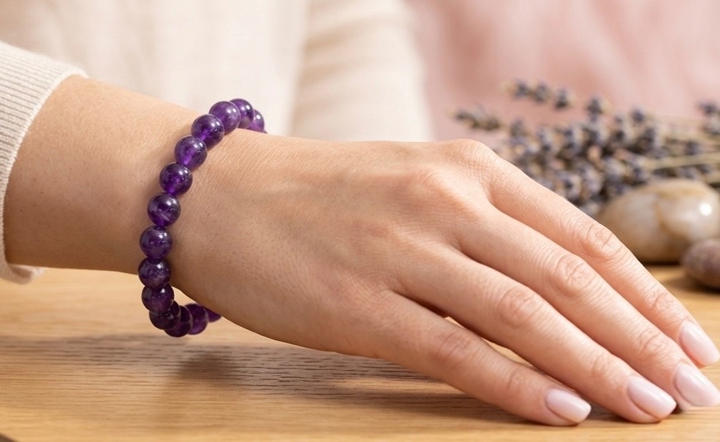 Wholesale Lot 6 Pcs Natural Amethyst 8mm 7.5” Crystal Stretch Bracelet