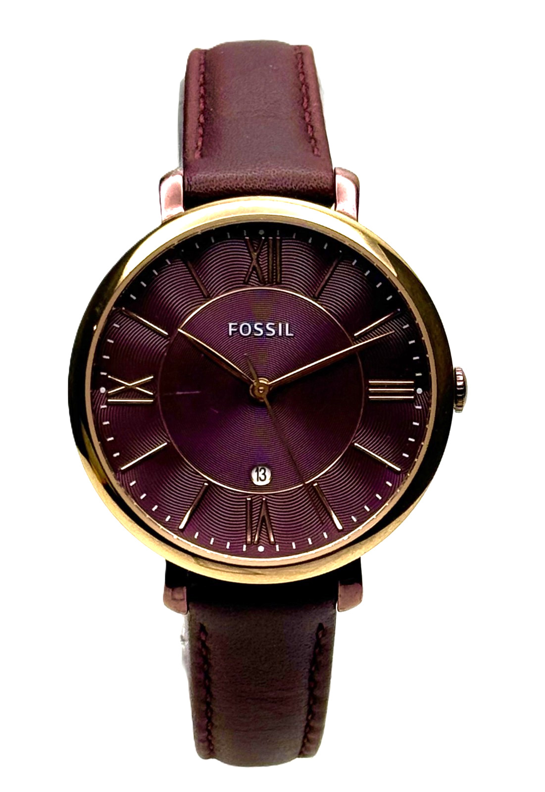 FOSSIL ES4099 JACQUELINE ROSE GOLD CORDOVAN BROWN LEATHER STRAP LADIES WATCH