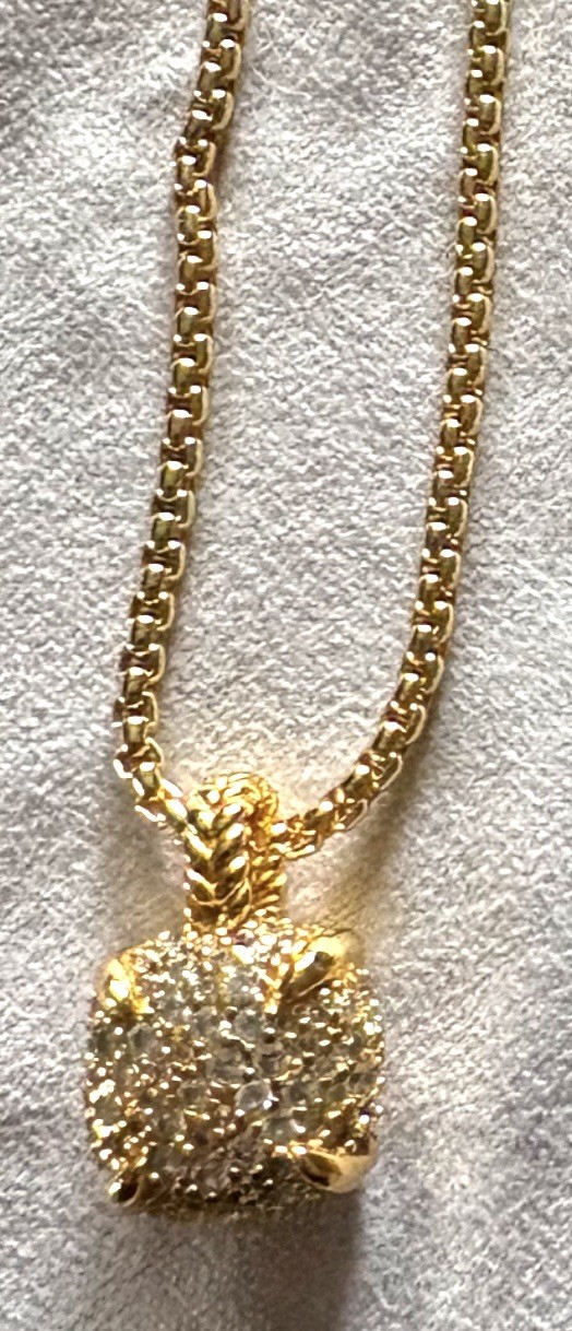 David Yurman 18k Yellow Gold Chatelaine Design Pendant Box Necklace ~ 17-19in