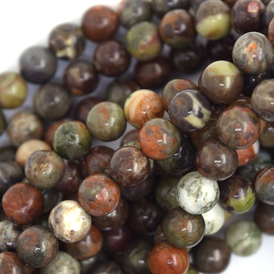 Natural Australian Flower Agate Round Beads 15.5″ Strand 6mm 8mm 10mm 12mm