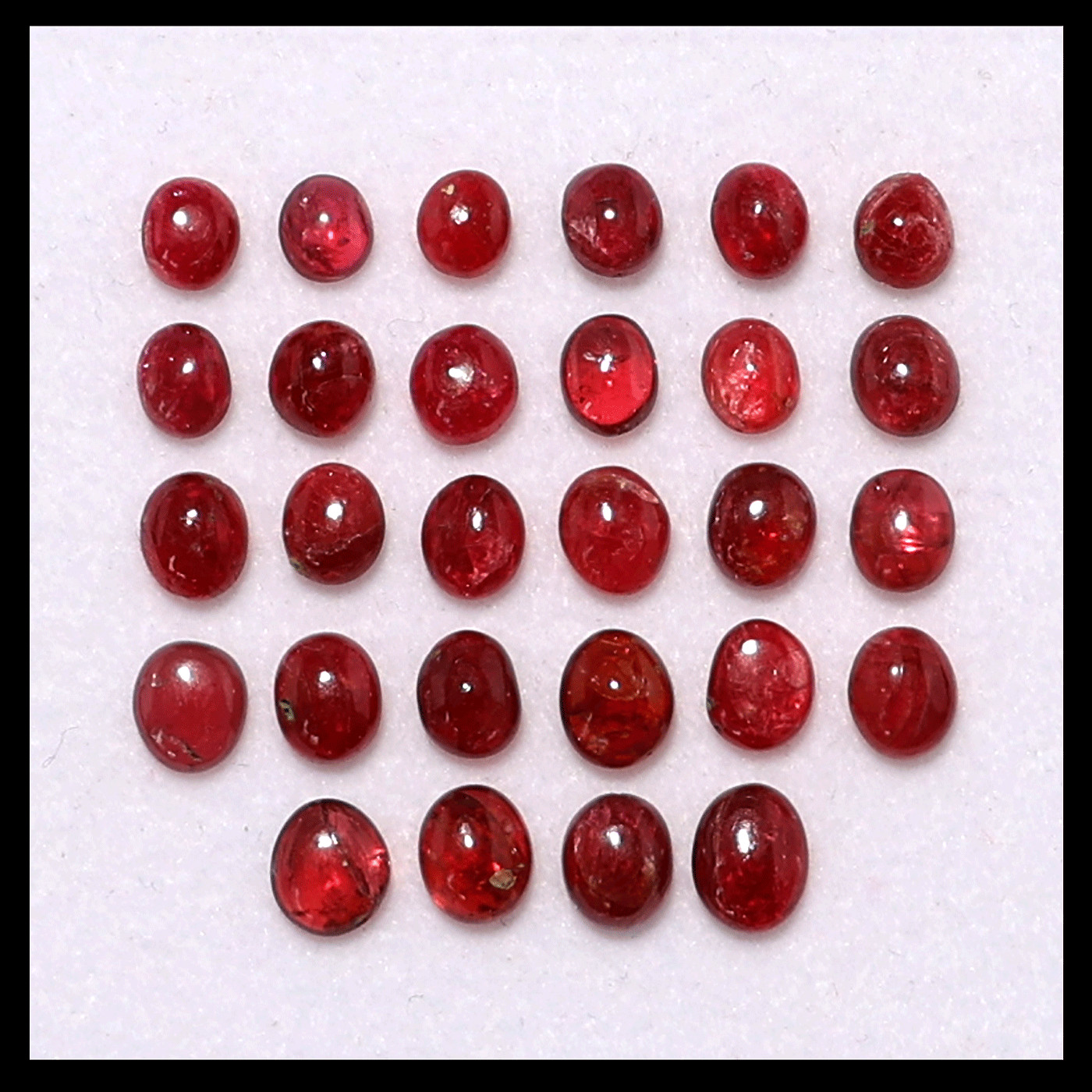 28 PC Natural Red Spinel Untreated 4.5mm-6mm High Quality Cabochon Gemstones Lot