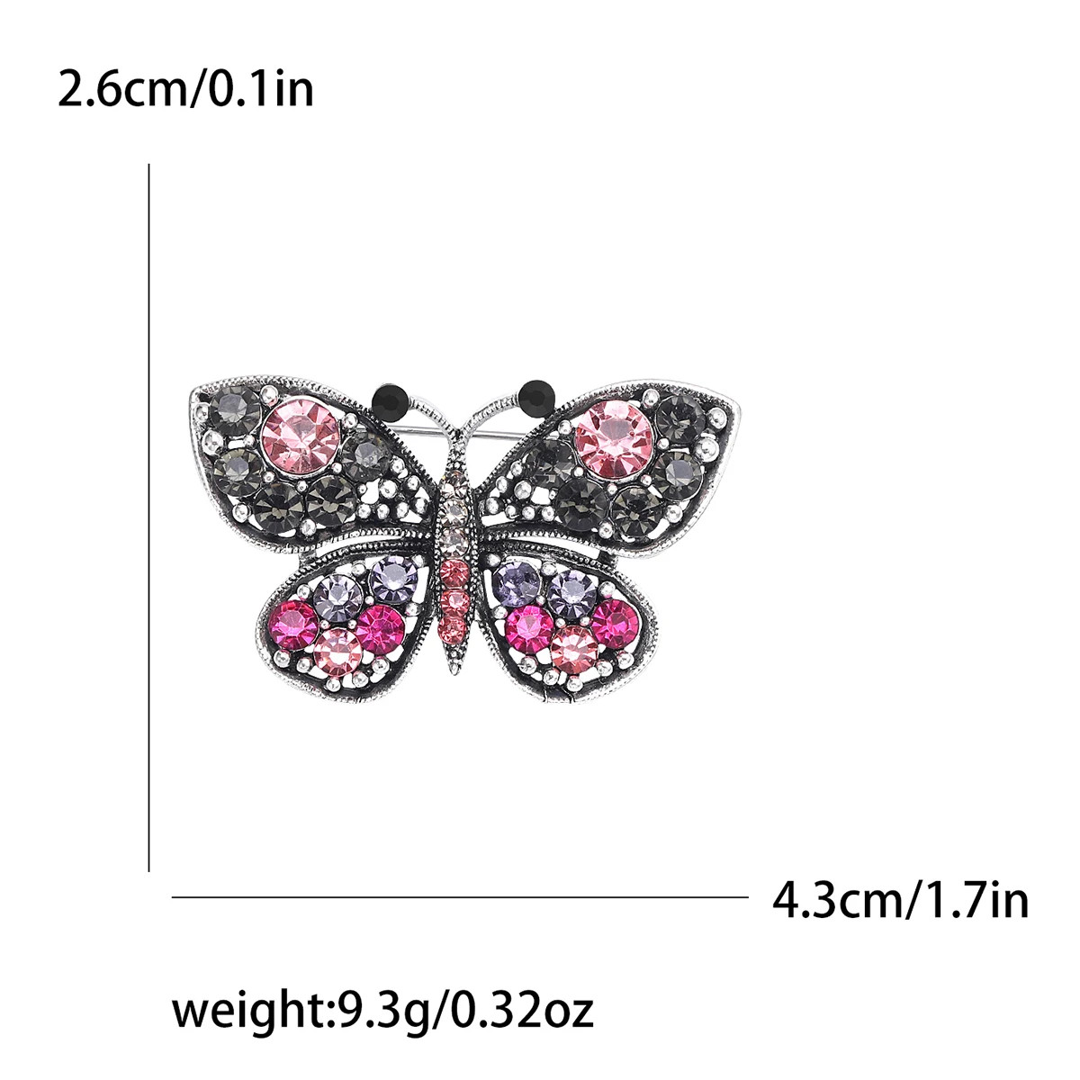 Metal Tone Rhinestone Butterfly Brooch Unisex Insect Wing Brooches Jewelry