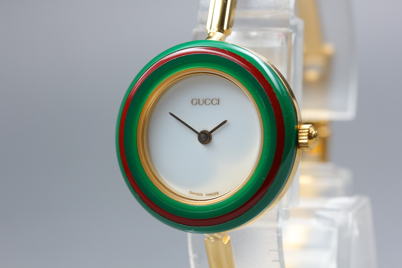 Near MINT GUCCI Change Bezel 11/12.2 12 Colors Qz Ladies Watch From JAPAN w/ Box